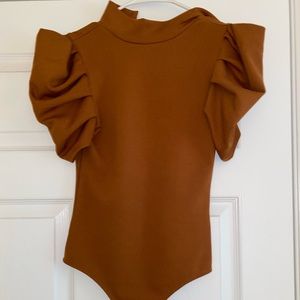 TCEC Orange Puff Sleeve Bodysuit